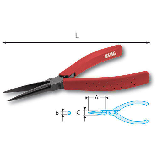 Pinza a becchi mezzotondi extra lunghi diritti 017/7_35x1.6x9  PINZA