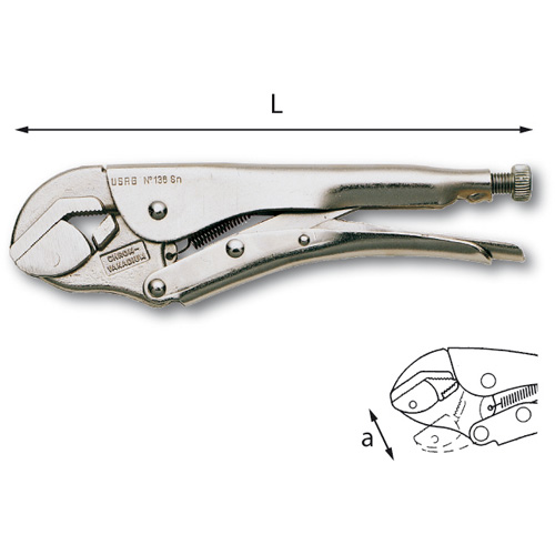 Pinza regolabile autobloccante con ganascia inferiore snodata 136 SN_235  PINZA AUTOBLOCCANTE