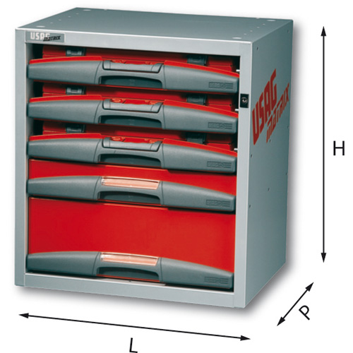 Matrix - Composizione con valigette e cassetti 5000 F3  MX CASSETTIERA-CASSETTI